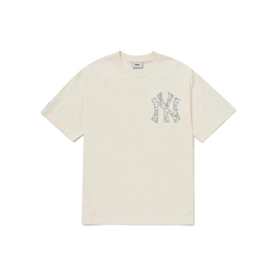 New MLB T Shirt Korean Style Unisex Ecru 3ATSI0124-50CRS