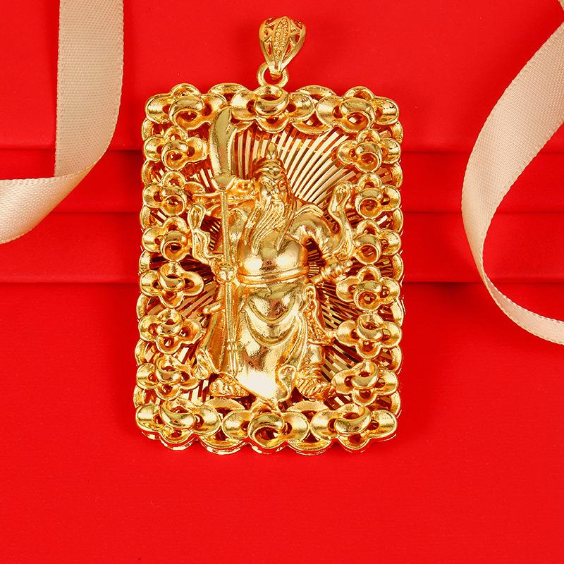 

Настоящее 100% чистое золото 24 карата, властное мужское квадратное ожерелье Будды, тайский золотой Будда Майтрейи Гуань Гун, мужское ожерелье с подвеской