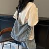 Casual Commuter Denim Shoulder Bag Large Capacity Tote Bag Simple Versatile Messenger Bag Fashionable Canvas Bag Zipper