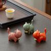 Ceramic Cat Sculpture Cartoon Bell Cats Tea Pet Teaware Accessories Home Office Teatable Micro-landscaping Decoration Pen Holder