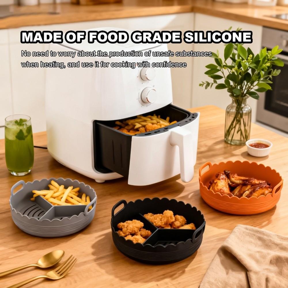 Food-grade 3 Grids Oven Tray Multi-color Divided Airfryer Basket Silicone Air Fryer Liners Home
