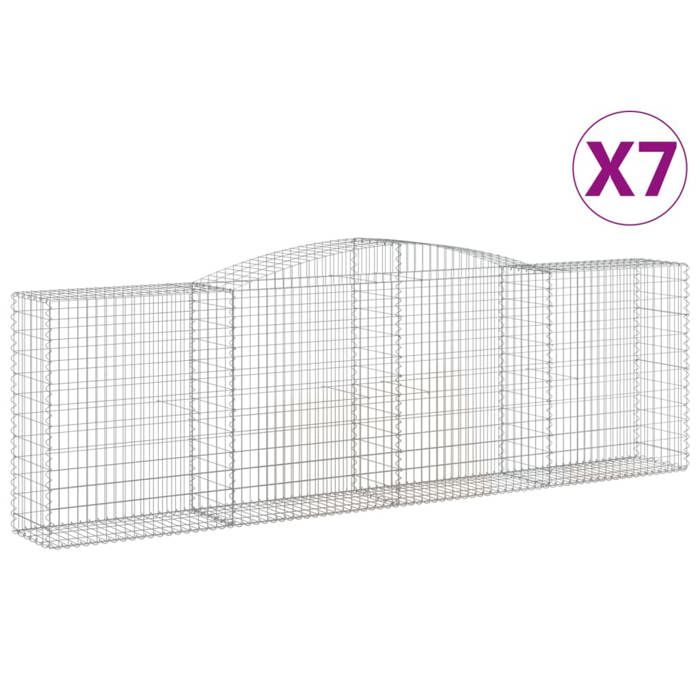 VidaXL Curved Gabion Baskets 7 Pcs 400x50x120/140 Cm Galvanized Iron, Gabion, Gabion Cage, Gabion Wall Basket, Wall 3147014