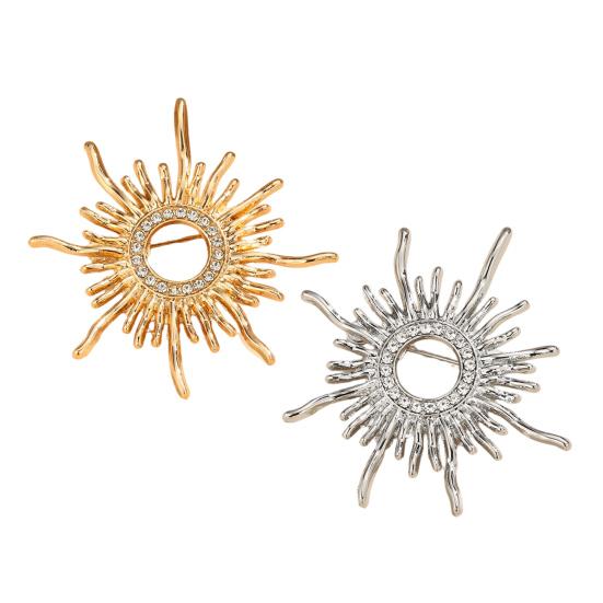 Geometric Design Brooch Pin for Women, Zinc Alloy Badge, Rhinestones Inlaid Brooch Pin for Dress, Coat, Shawl Gift for Mother, Wedding