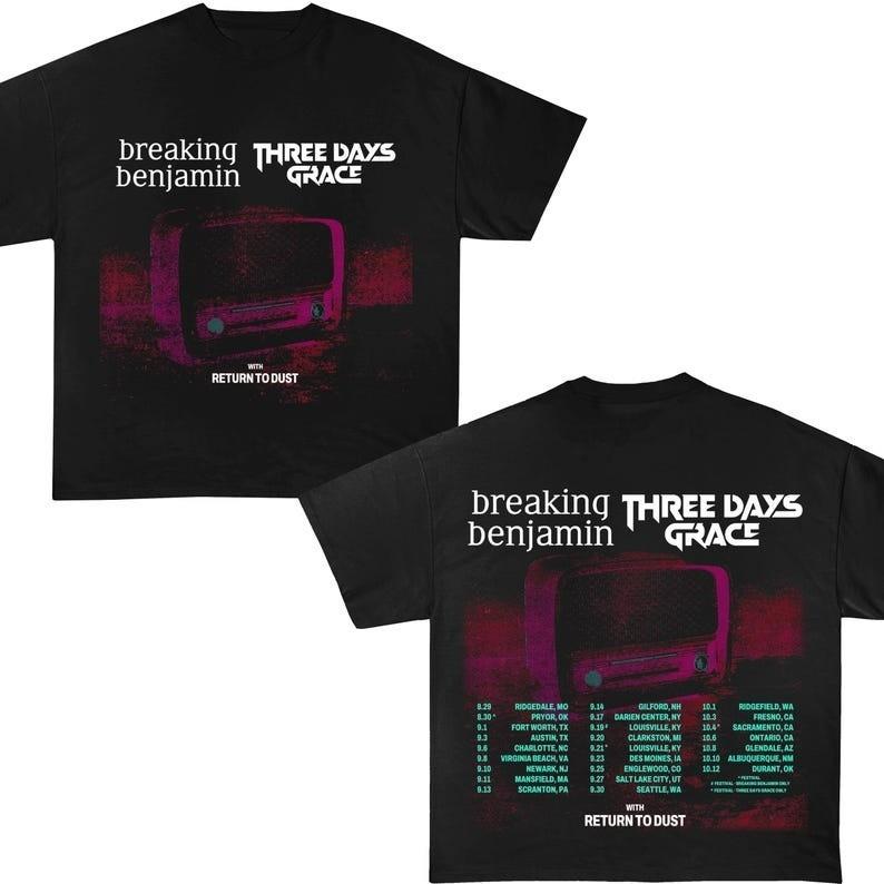 Breaking Benjamin Three Days Grace Band Tour 2025 TShirt Unisex T-Shirt XL
