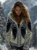Damen Schneeflocke 3D-Druck Flanell Reißverschluss Kapuzenjacke Winter Warm Fleece Hoodie Lässiger Langarmmantel S-5XL