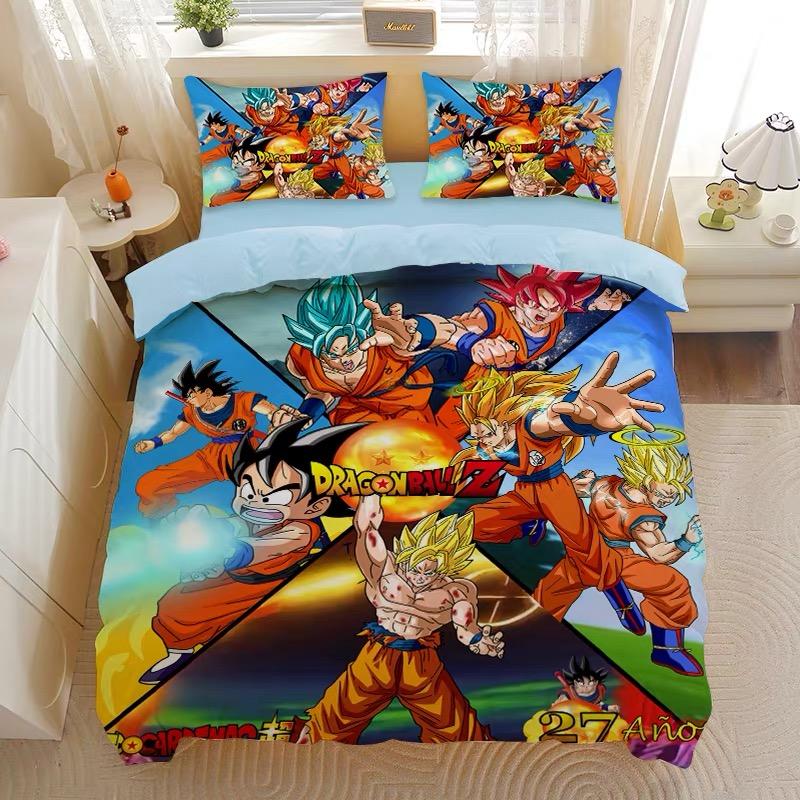Bandai Print Dragon Ball Bedding Set Duvet Cover Pillowcase Anime Cartoon Twin Full Queen Bed Comforter Cover Boys Bedroom Gifts