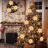 5PCS Christmas Golden Glitter 14cm Flower Christmas Tree Decoration Ornaments Color Glitter Home Party Decoration Supplies