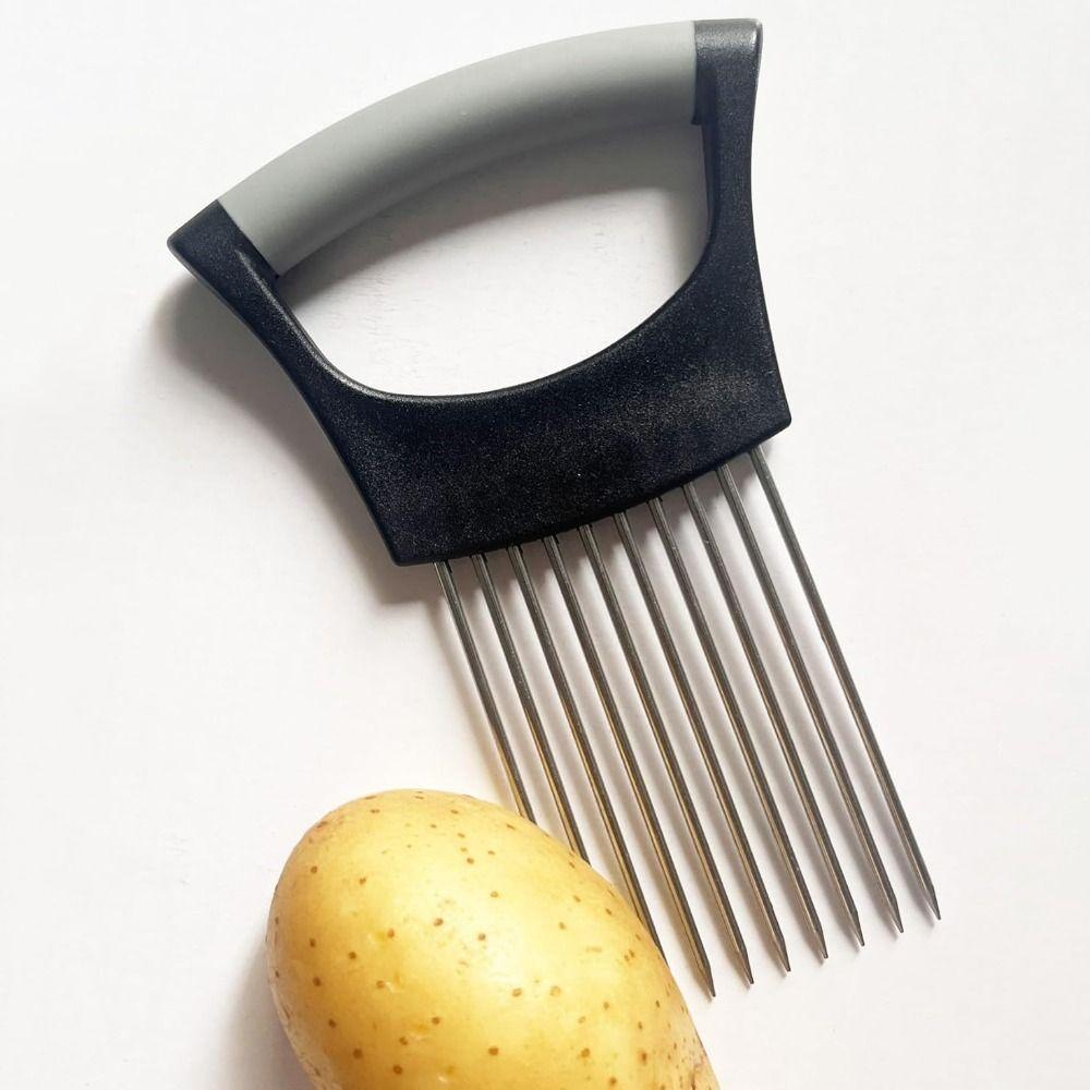 Stainless Steel Onion Slicer Holder Effortless Meat Tenderizer Needle  Kitchen Gadget