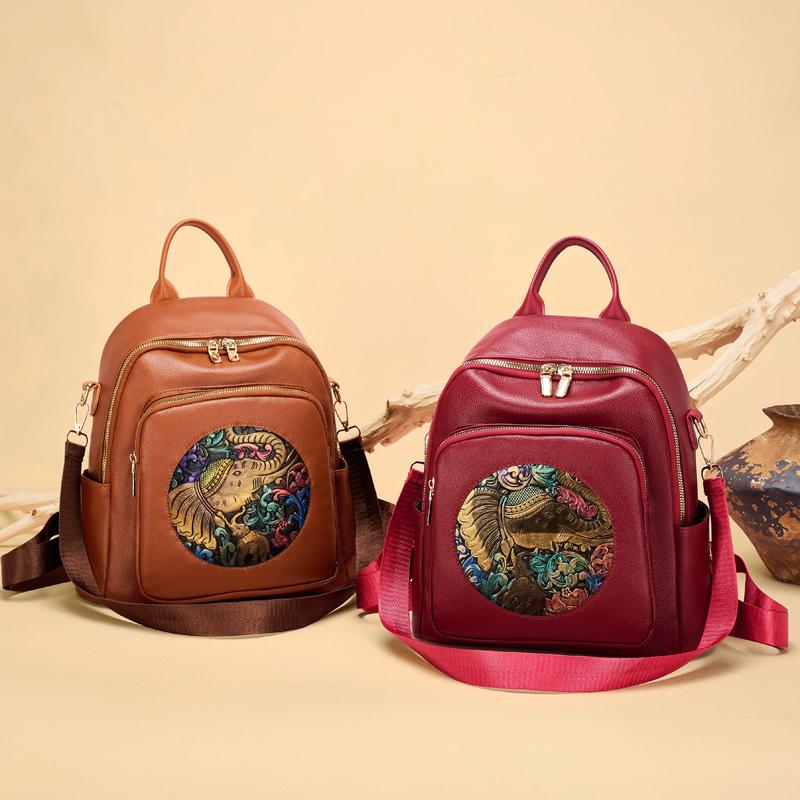 Damski plecak podróżny z nadrukiem PU, duża pojemność, wielofunkcyjny, na ramię, crossbody