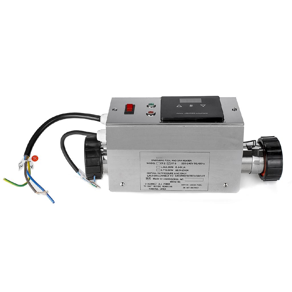 220V 50/60Hz Pool Heater Electric Swimming Pool and SPA Bath Heating Tub Water Heater Thermostat Swimming Pool Accessories 3KW