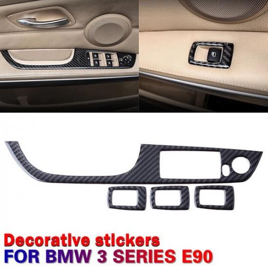 Carbon Fiber Car Window Lift Switch Button Panel Cover Trim fits BMW M3 E93 E90