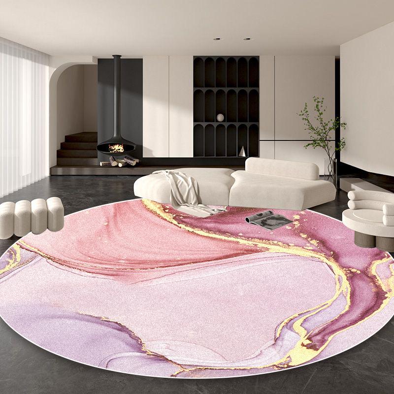 Nordic Luxury Gold Round Carpet Decoration Living Room Abstract Large Area Rugs Bedroom Bedside Non-slip Soft Floor Mat Washable
