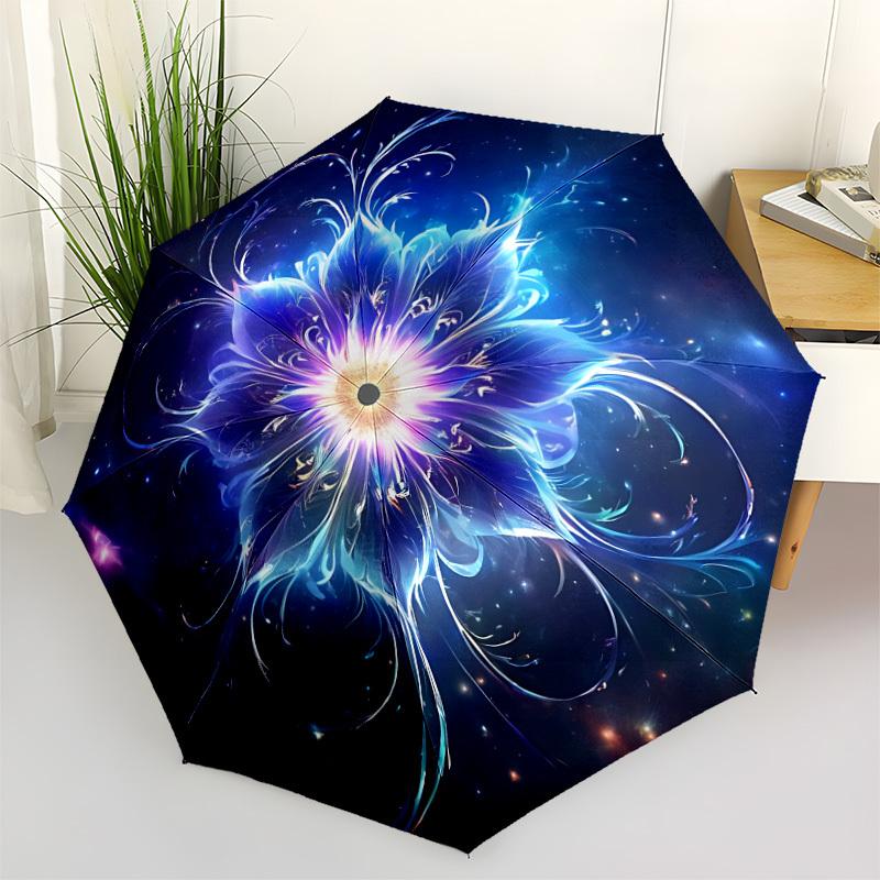 1pc Floral Mandala Design Automatic Folding Umbrella Durable Iron Frame,All Seasons Home Travel Outdoor Multifunctional Umbrella yy251115121