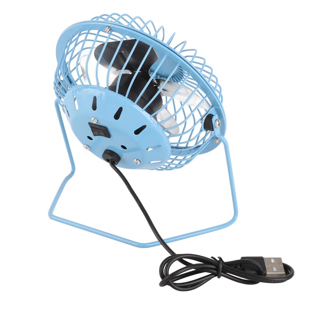 4 Inch Mini Desktop Fan USB Charging Metal Personal Small Air Circulator Cooling Fan Blue