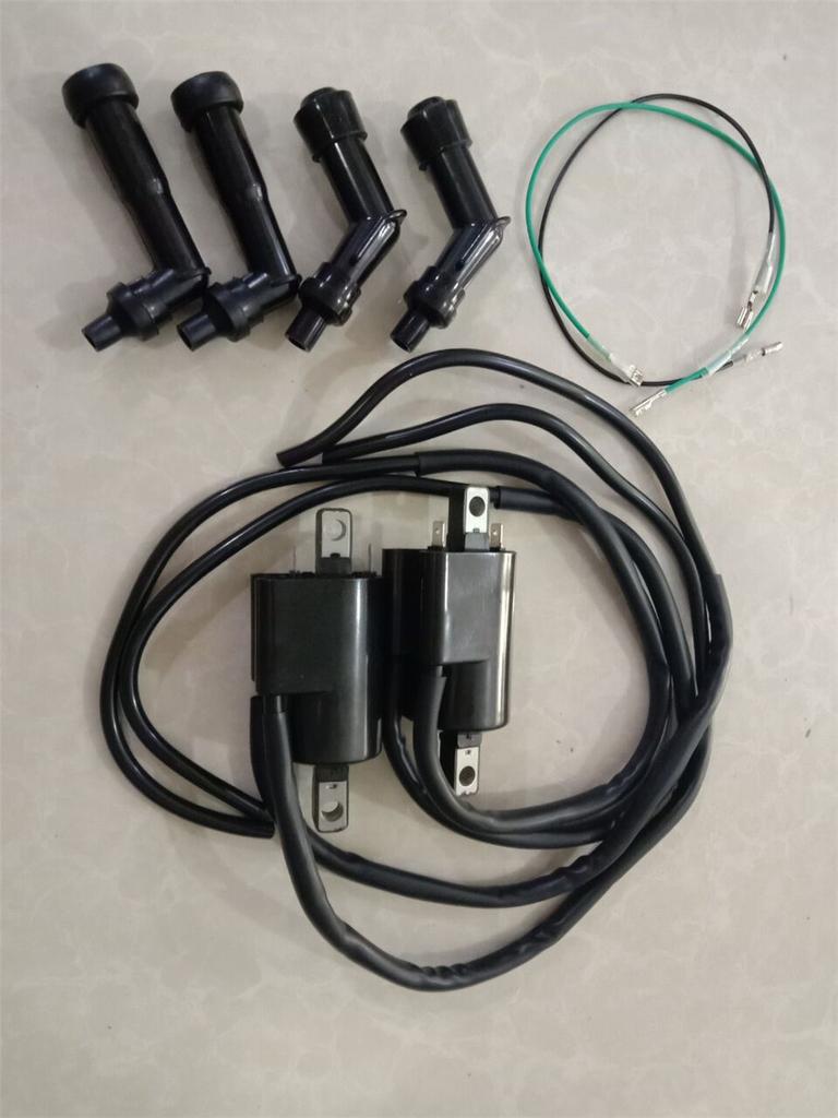 2Set For Honda Motorcycle CB350F CB400F CB550F CB500 CB550K Ignition Coil W/ Cap