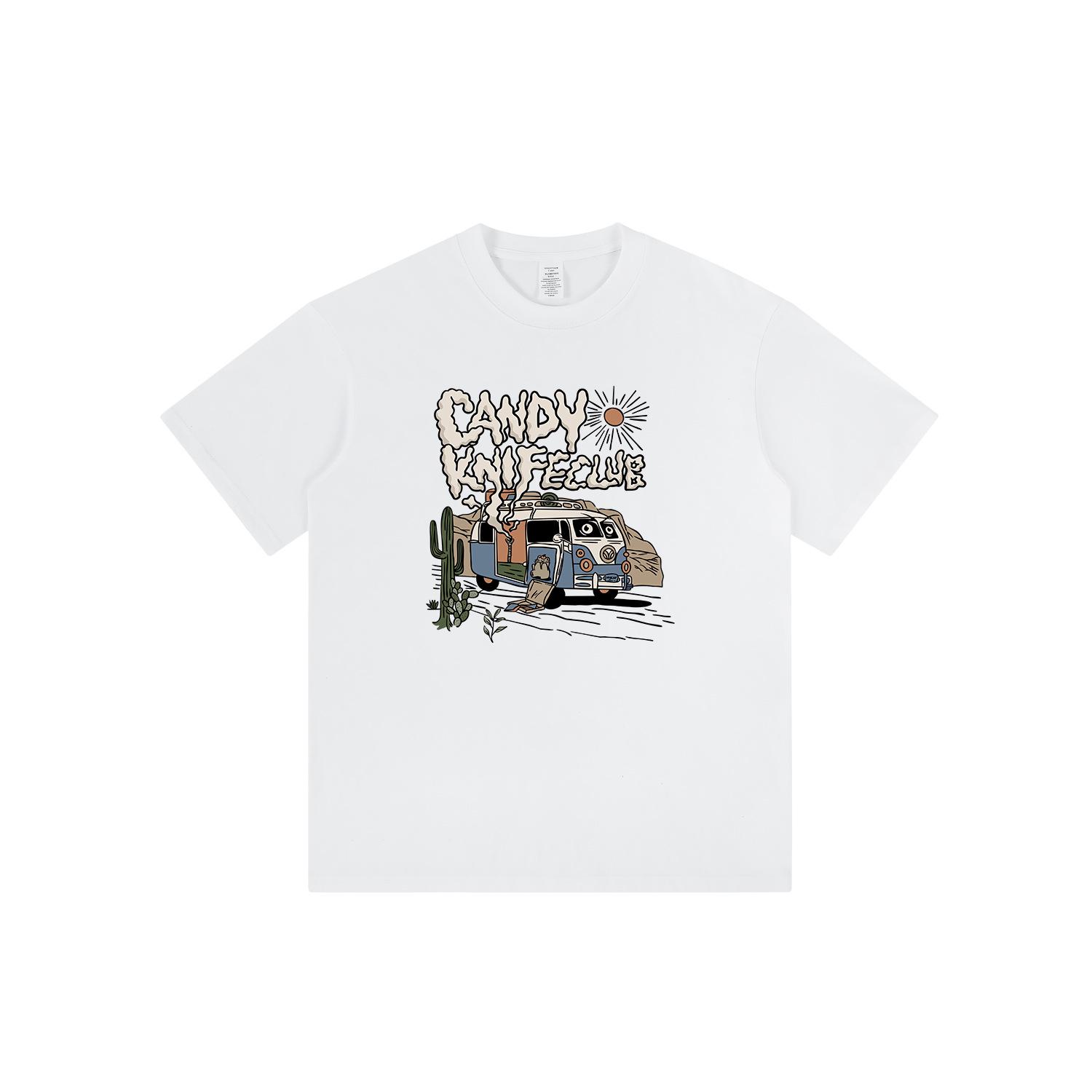 

Unisex Retro Fun Print Loose Cotton T-Shirt - Trendy Chic Casual Half Sleeve Small