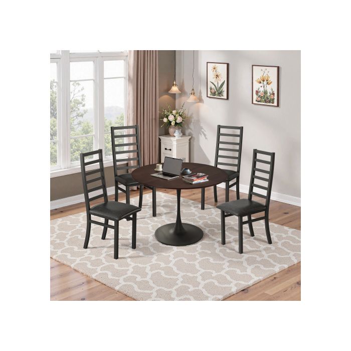 Chaises de salle à manger - MUVOE - Lot de 4 - Métal et cuir PU - Noir - Confort optimal
