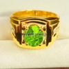 Peridot Oval Cut With 925 Sterling Silver Gold Plated Ring For Men's #B449 JL375683860717