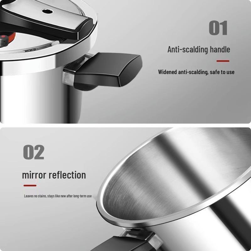 Denifei 304 Stainless Steel High-Pressure Cooker, Gas & Induction-Compatible, Thickened & Explosion-Proof.