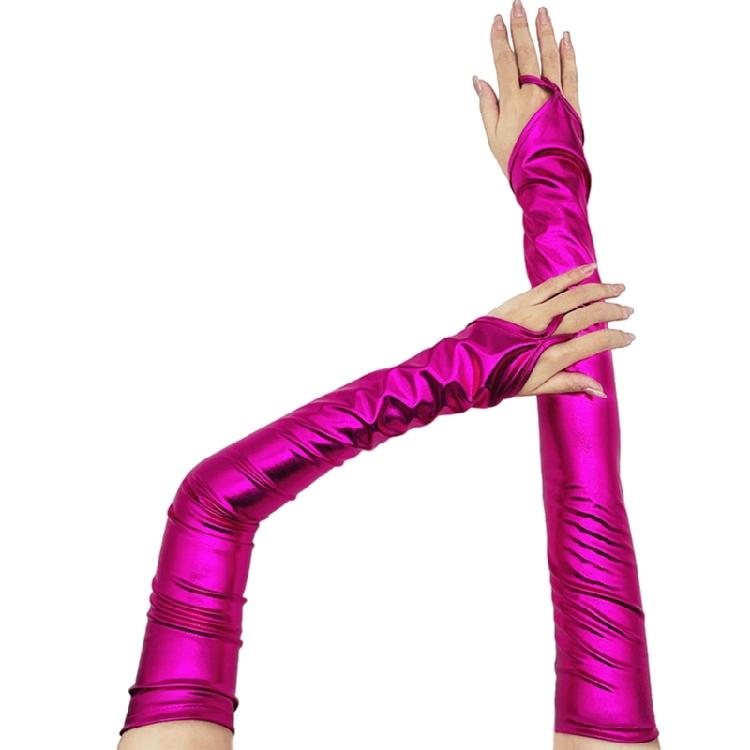 PU Leather Gloves for Formal Event Party Gloves Elegant NightClub Gloves Adult Stage Performances Fingerless Long Gloves