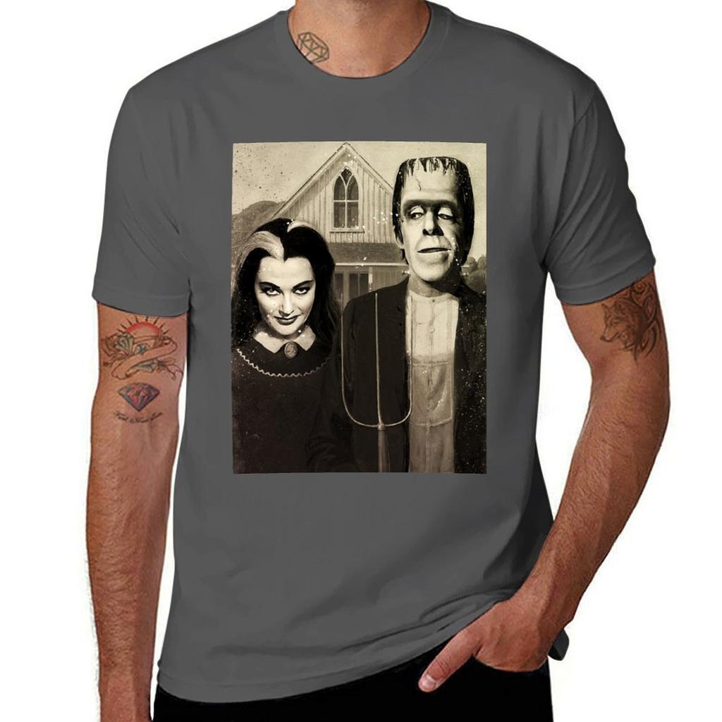 The Munsters American Gothic Digital Painting TShirt Minimal Art Print TShirt