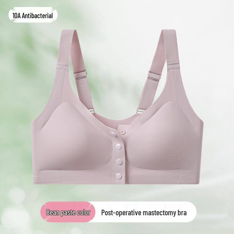 Cross-border Antibacterial Mastectomy Prosthesis Bra with Fake Breast Pads, Seamless Front Closure, for Post-Op and Reduction Support.