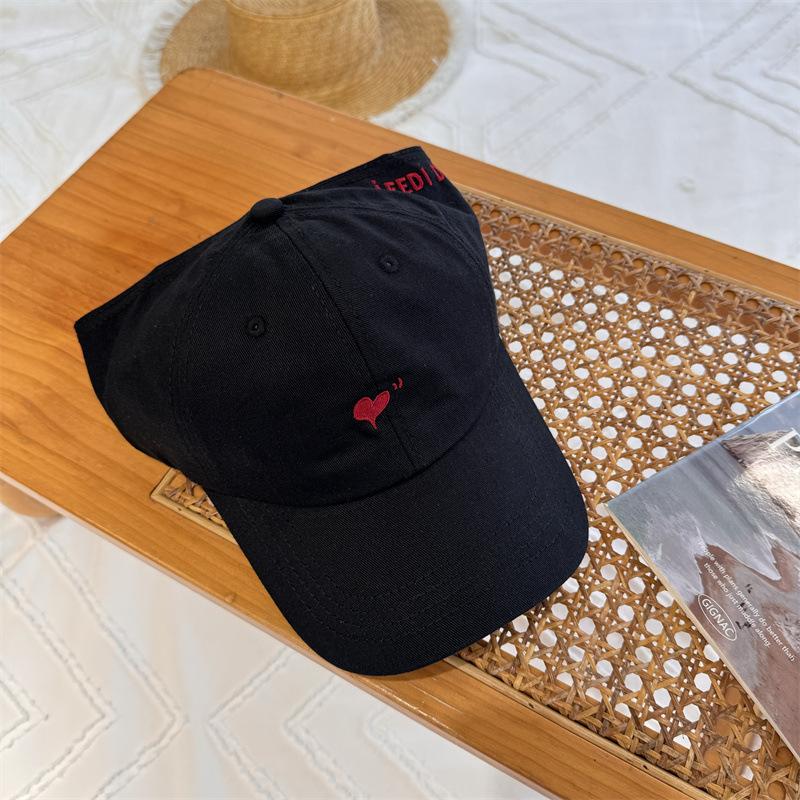 Love embroidery half-empty top baseball cap female summer student college wind can tie ponytail cap versatile sun hat