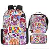 THE AMAZING DIGITAL CIRCUS Student Backpack Set, Amazing Digital Circus Crossbody Bag Pencil Case 3-Piece, Black Large Capacity