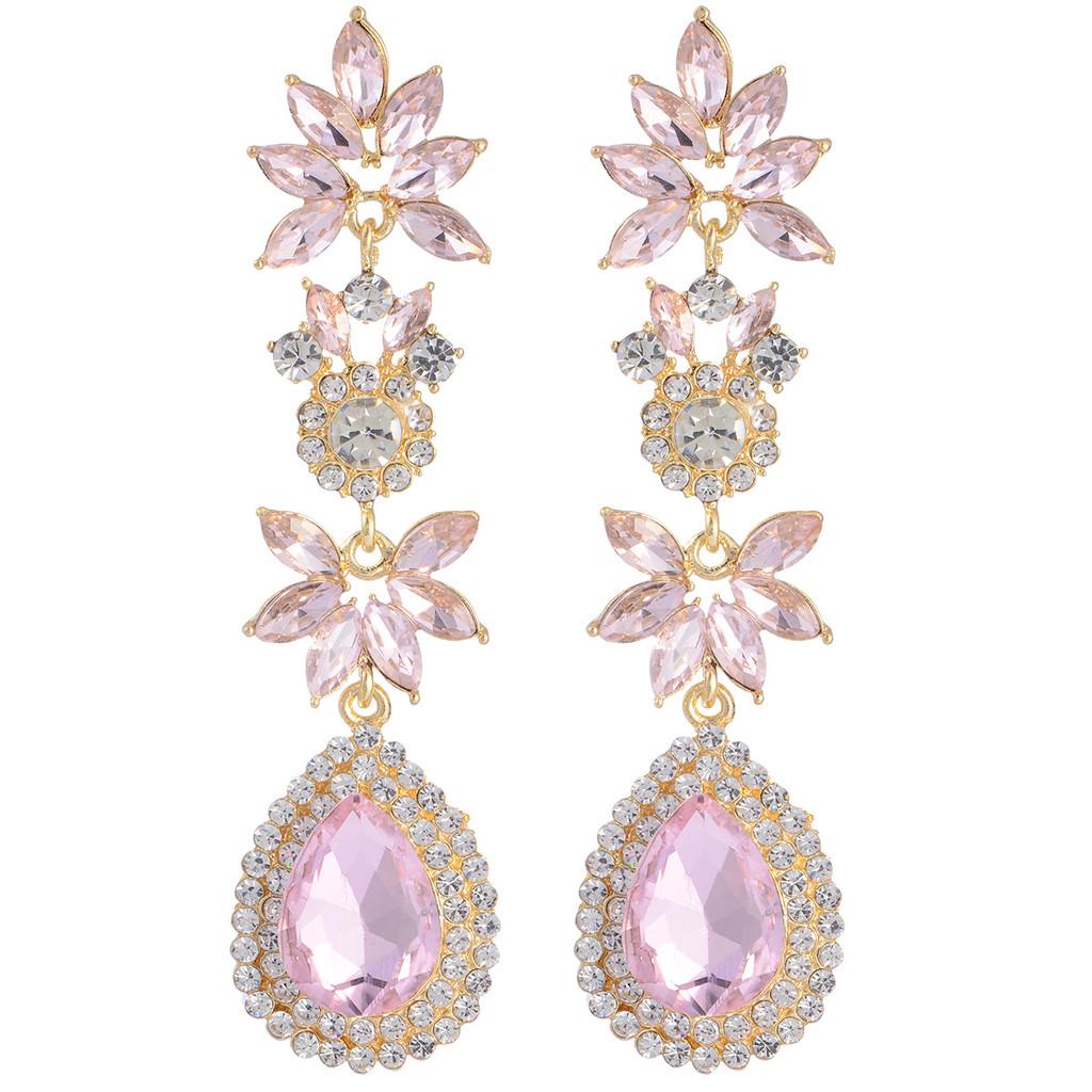 Geometric Water Drop Earrings For Women With Crystal Silver Needle For Wedding Fashion