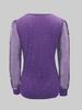European Style V-Neck Long Sleeve Mesh T-Shirt