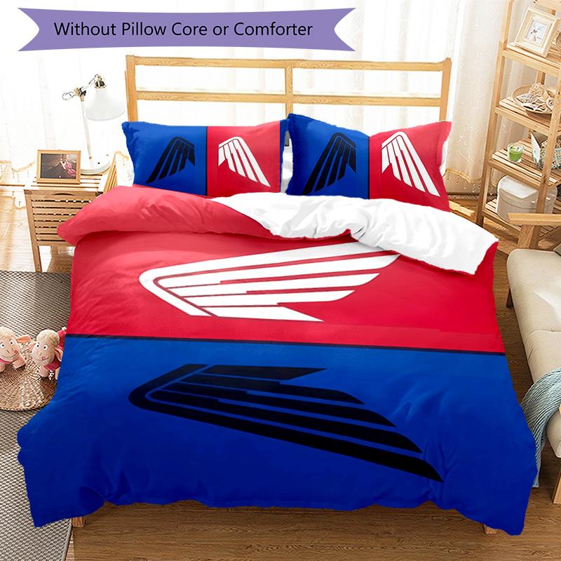 3pcs Honda Logo pattern bedding set duvet cover set includes duvet cover &pillowcases, perfect all season bedroom decoration & gift