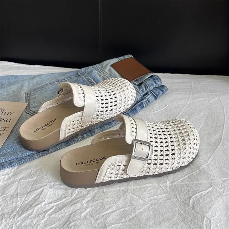 Casual Bag Head Lazy Slippers Women's 2025 Summer New Casual Versatile Lazy Shoes Hollow Breathable Cool Slippers