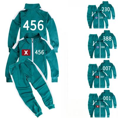Kids Boys Girls Game Player Season 2 Print Long Sleeves Zipper Jacket Coat Trousers Pants Set X 456 O 230 Outfit Halloween Cosplay Costume