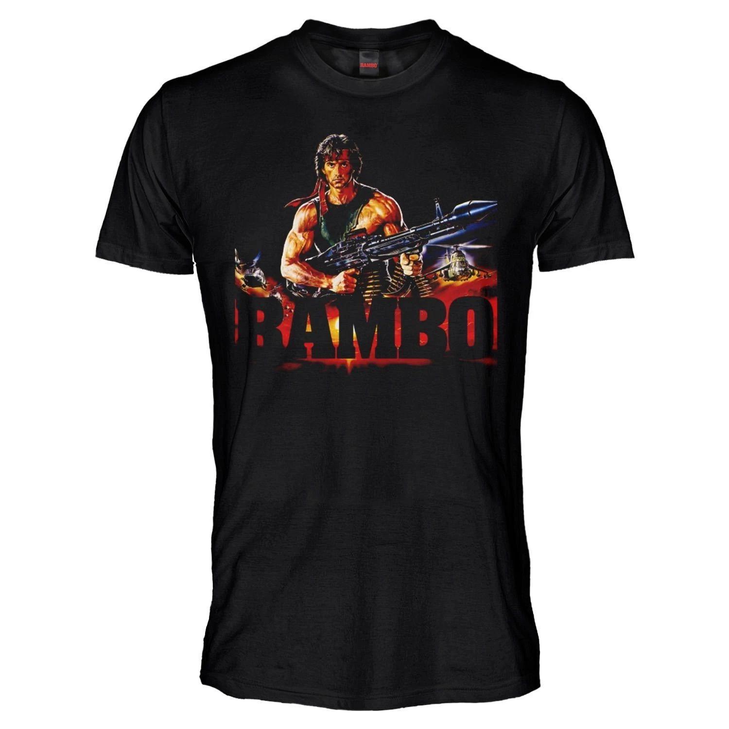 Official Rambo T-Shirt Jersey Original Adult Stallone Film Cult T-Shirt- 4XL