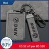 2025 M Fashion Leather Car Smart Remote Key Case Cover Shell Bag for Card NFC Card Pack 2025 5 Series 2025 3 Series X5 X7 Ke