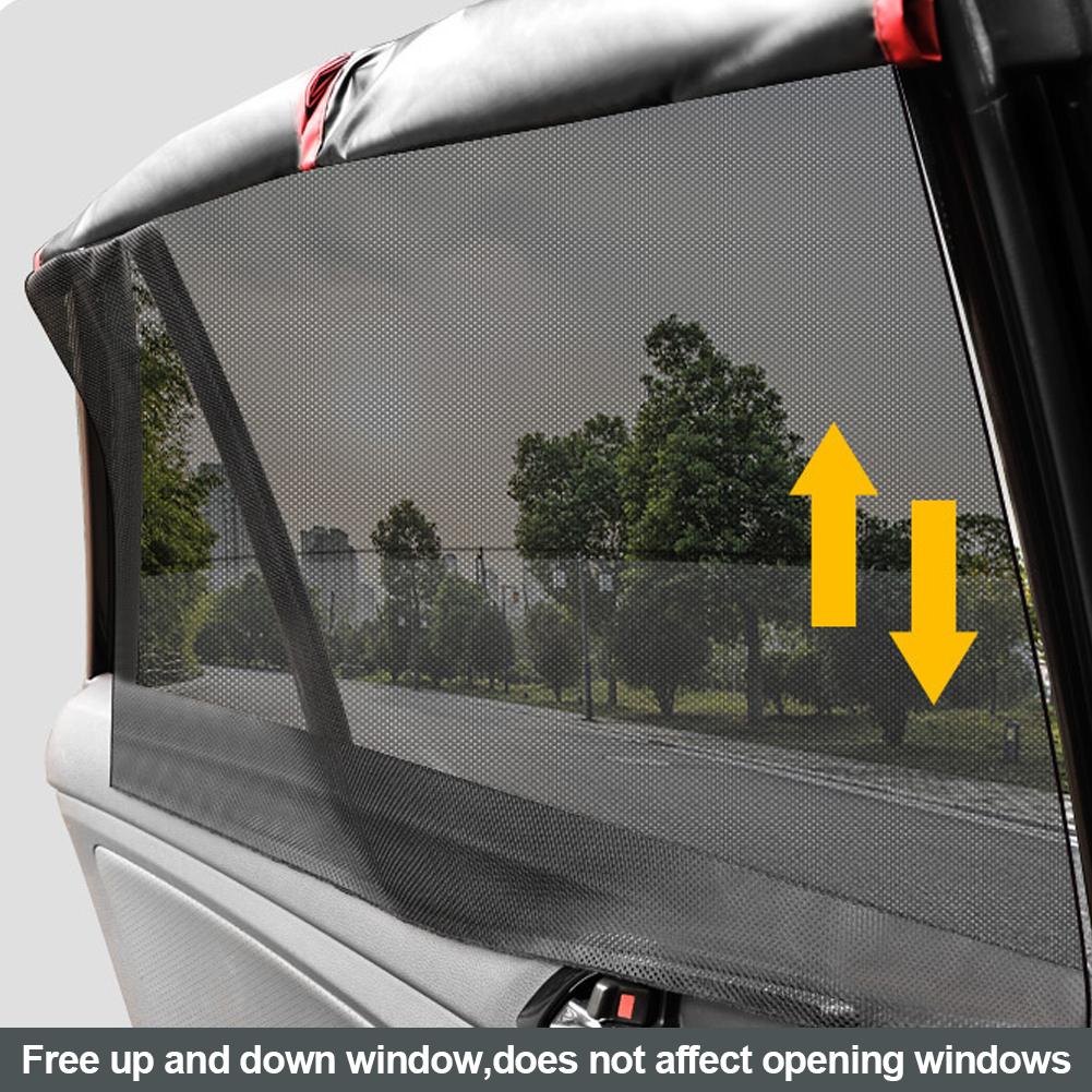 Magnetic Dual- Layer Car Sun Shade Curtain Mesh Window Shade Sun Protection Heat Blocking