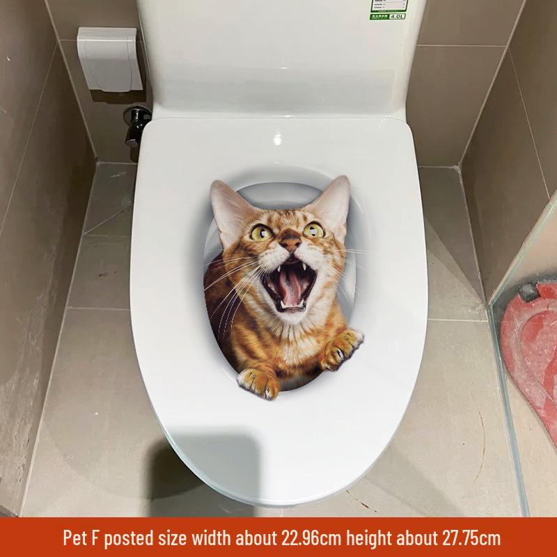 

Люкан 3D Крышка для унитаза с кошкой и наклейки на стену для ванной 25*30CM (With Bag)