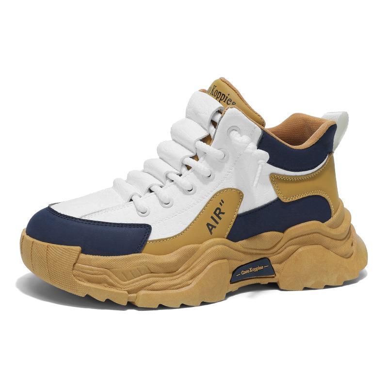 

Осенняя мода персонализированные туфли на платформе средней высоты мужские в цветовой гамме повседневные ботинки Мартин уличная ретро трендовая обувь 44