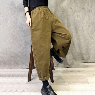 Spring-Autumn Retro High-Waist Straight-Leg Casual Pants for Women Stylish Loose Plus Size Utility Trousers