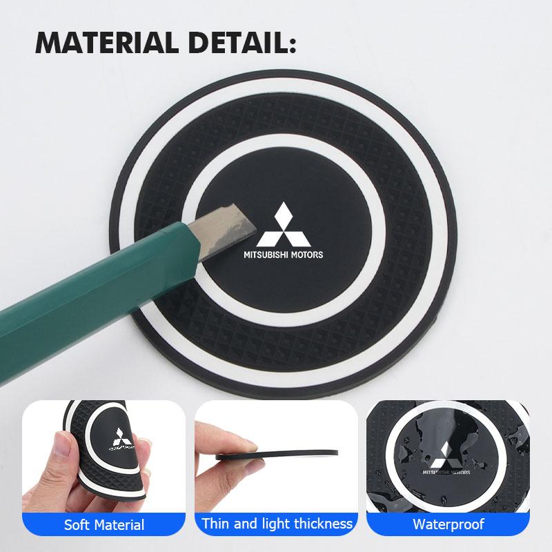 2Pcs Car Coaster Silicone Mug Drinking Mug Non-Slip Pad Interior Accessories For Mitsubishi Outlander Lancer Eclipse Mirage