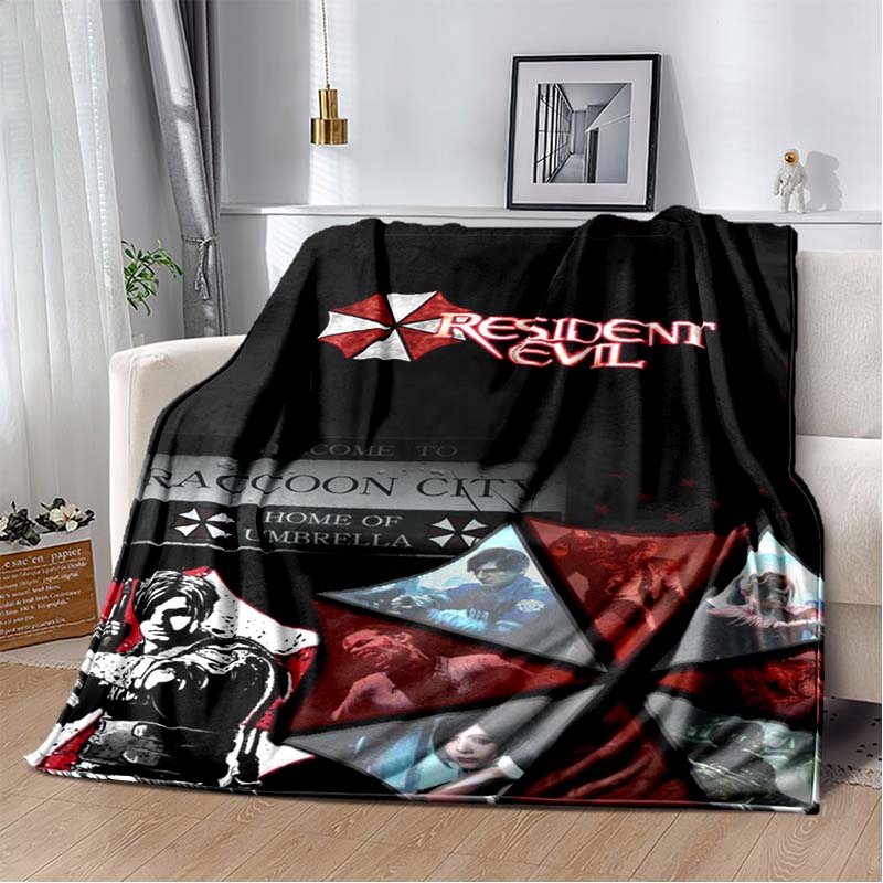 R-Resident Evil Game Gamer Soft Plush Blanket Leon Ada Red Umbrella Blanket for Living Room Bedroom Bed Sofa Picnic Office Cover