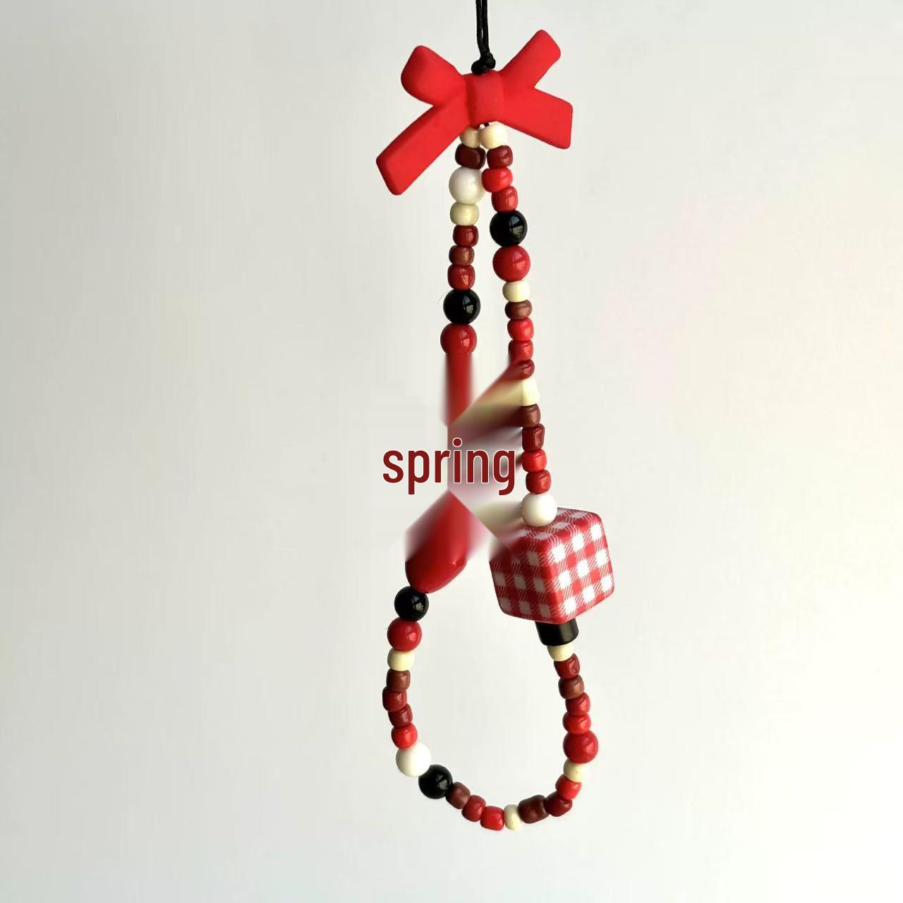 

Red Beaded Fruit Charm Lanyard for Phone and Camera