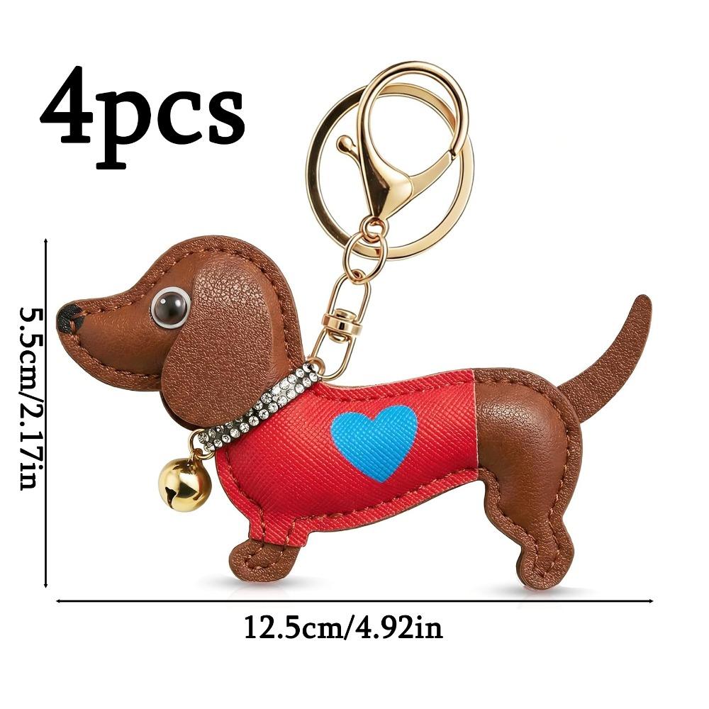 

4pcs Leather Dachshund Keychain Bag Charm Wiener Dog Key Chain Gifts for Dog Lovers Tote Bag Purse Charms Handbags Cute Keychain Y2K Rope Key Chain 4pcs
