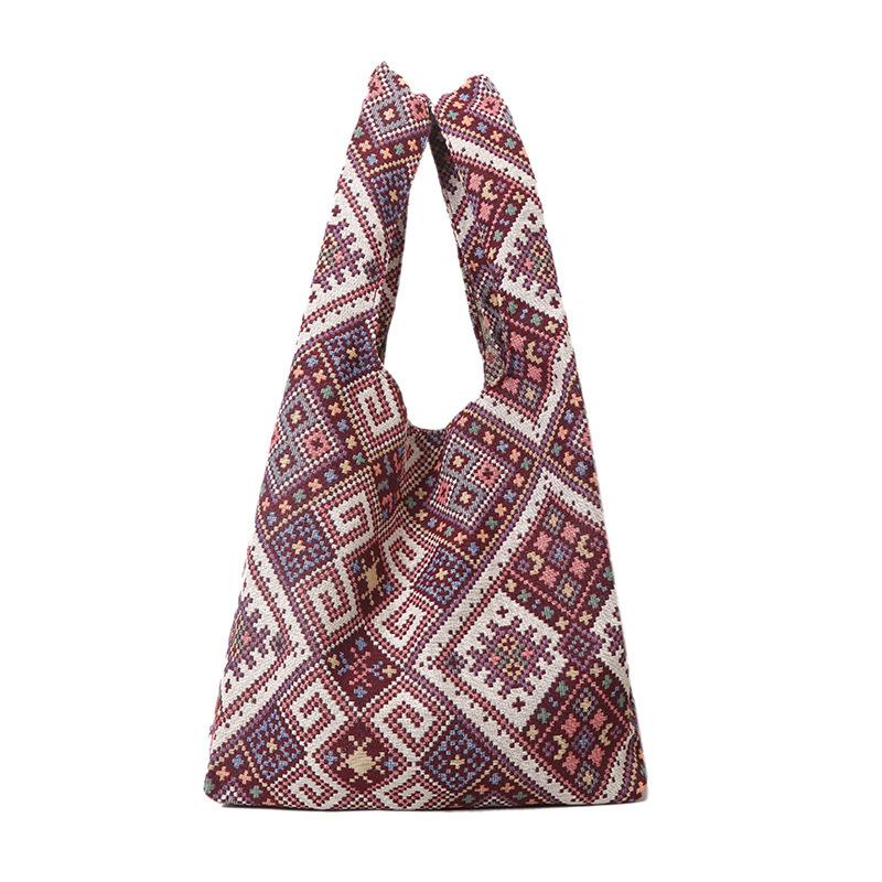 Personalized Ethnic Style Bag for Women New Trendy and Simple Handbag Casual Commuter One-shoulder Tote Bag