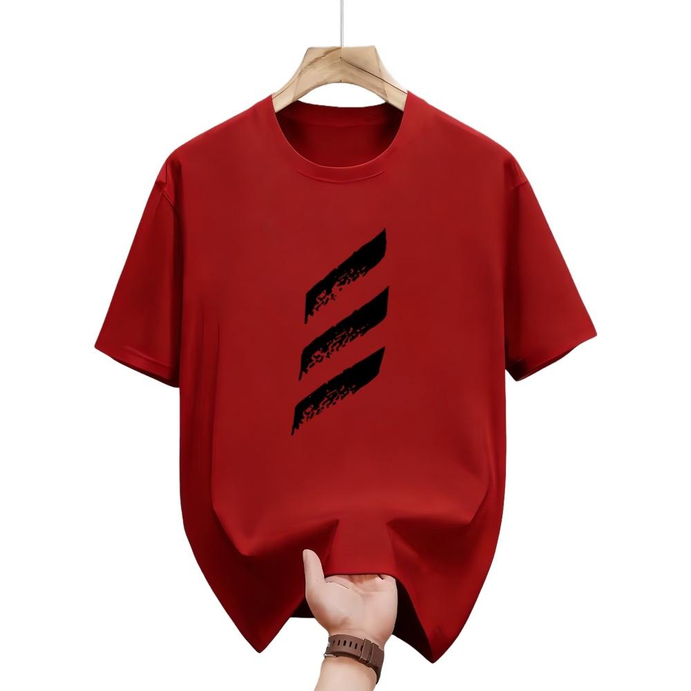 Mens summer fashionable casual loose geometric pattern letter printed round neck short sleeved Tshirt S