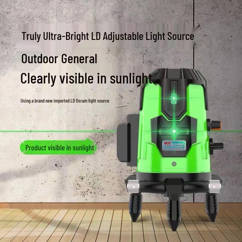 High-Precision Outdoor Laser Level with Infrared, Green, and Blue High-Brightness Beams - 2, 3, and 5-Line Automatic Leveling