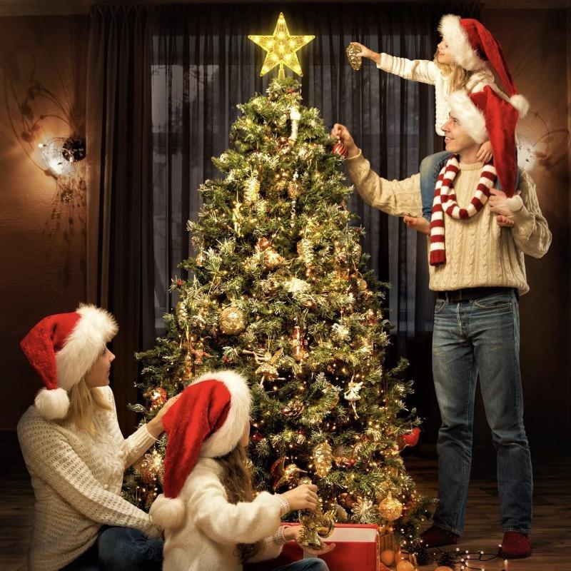 Christmas Tree Topper Star Lighted Decoration Illuminated Star Ornament for Holiday Tree Decor Festive Lighting