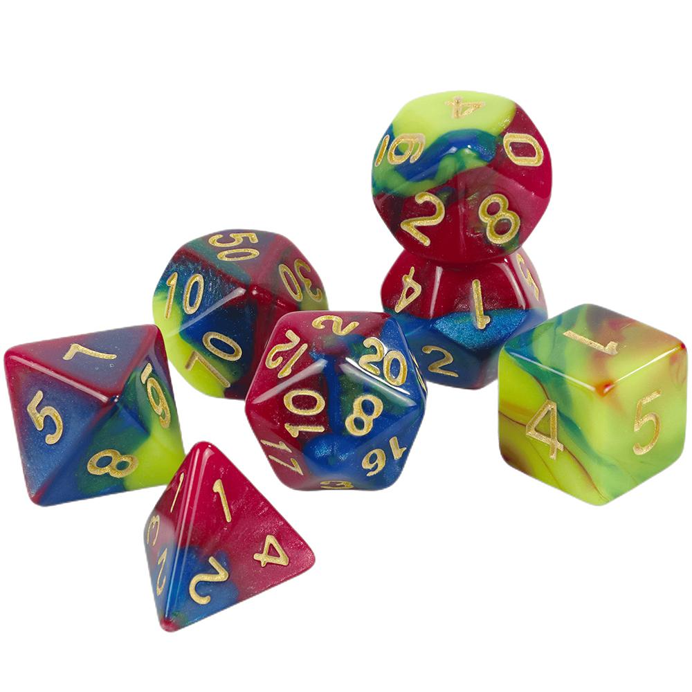 3 Colors Pigment Dice 7pcs for DND Table Game Gifts for Family Friends