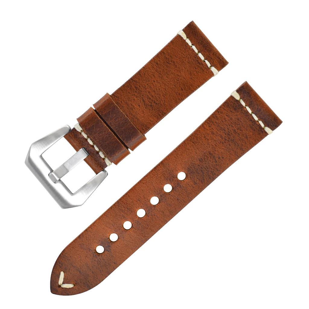 Handmade In Pure Cowhide, Suitable For Apple Watch, Cracked Leather Strap, Stainless Steel Pin Buckle, Fat Sea Strap.