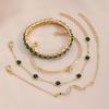 Stylish European & American Green Diamond Snake Bangles: 4-Piece Women's Elegant Metal Bracelet Set